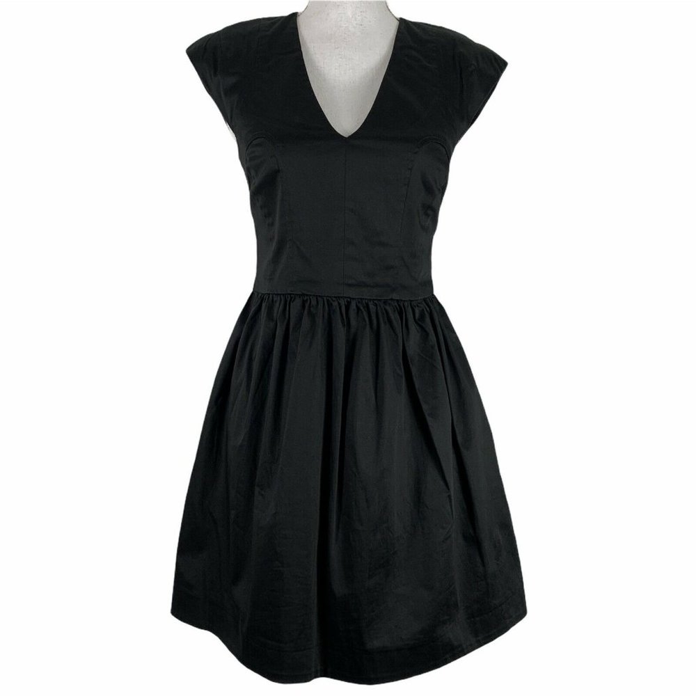 French Connection 4 Dress Fit Flare Black Cap Slv